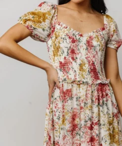 BB Custom Dresses Larissa Maxi Dress | Berry And Golden Floral