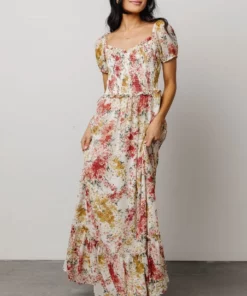 BB Custom Dresses Larissa Maxi Dress | Berry And Golden Floral