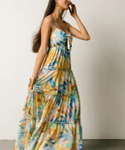 FT Leighton Front Tie Maxi Dress | Multi Floral Dresses