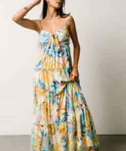 FT Leighton Front Tie Maxi Dress | Multi Floral Dresses
