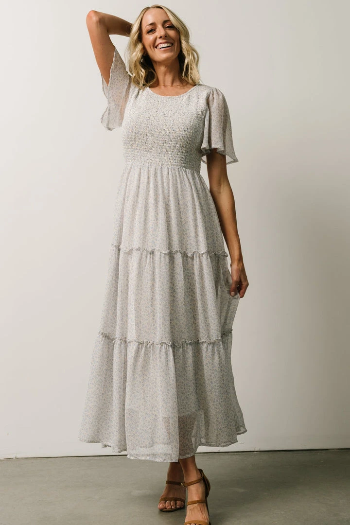 Leilani Tiered Midi Dress | Dusty Blue Floral 2 Leilani Tiered Midi Dress | Dusty Blue Floral