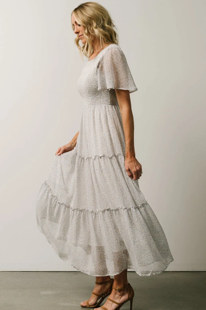 Leilani Tiered Midi Dress | Dusty Blue Floral 4 Leilani Tiered Midi Dress | Dusty Blue Floral