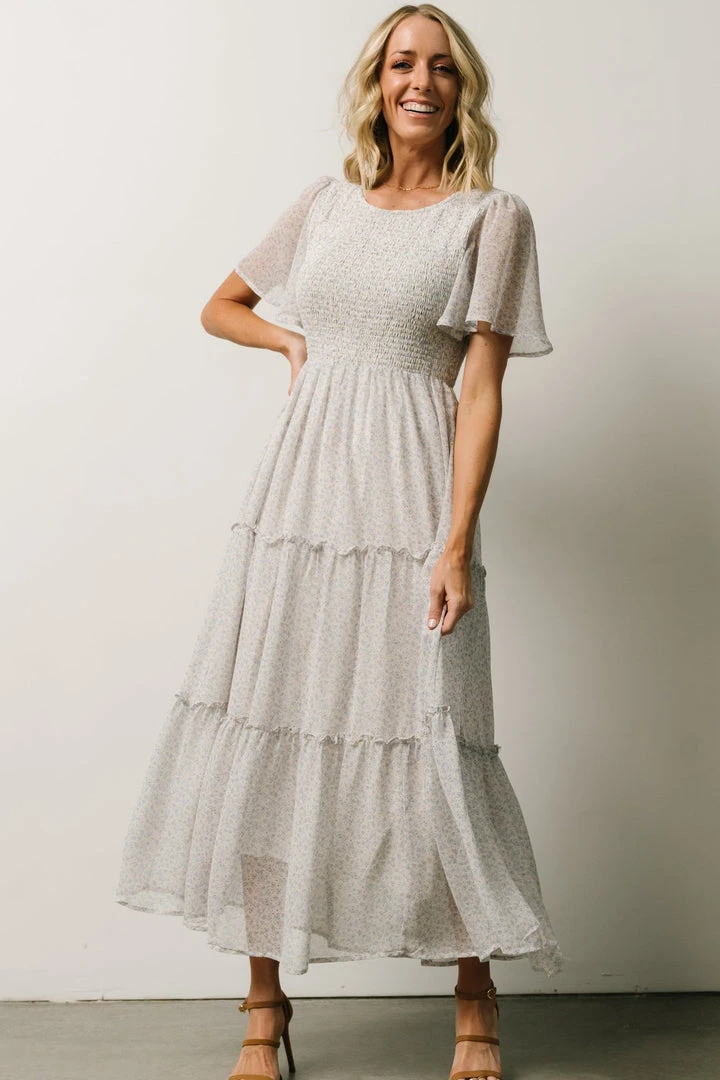 Leilani Tiered Midi Dress | Dusty Blue Floral 5 Leilani Tiered Midi Dress | Dusty Blue Floral