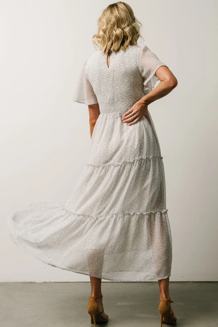 Leilani Tiered Midi Dress | Dusty Blue Floral 3 Leilani Tiered Midi Dress | Dusty Blue Floral