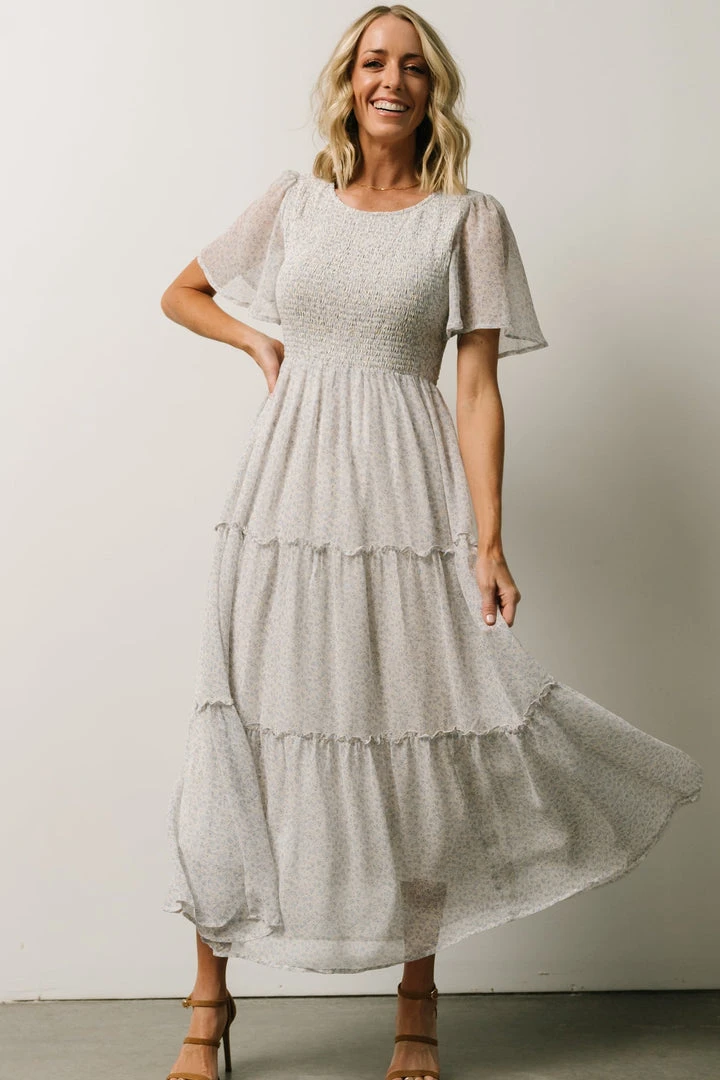 Leilani Tiered Midi Dress | Dusty Blue Floral 1 Leilani Tiered Midi Dress | Dusty Blue Floral