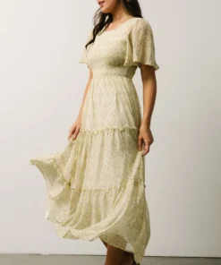 Leilani Tiered Midi Dress | Yellow + Green Multi Floral Dresses