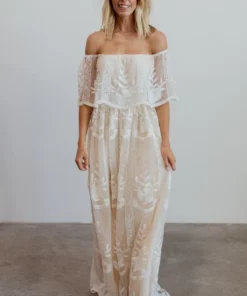BB Custom Leon Off Shoulder Maxi Dress | White Dresses