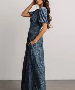 BB Custom Leslie Embossed Velvet Maxi | Blue
