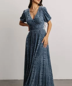 BB Custom Leslie Embossed Velvet Maxi | Blue