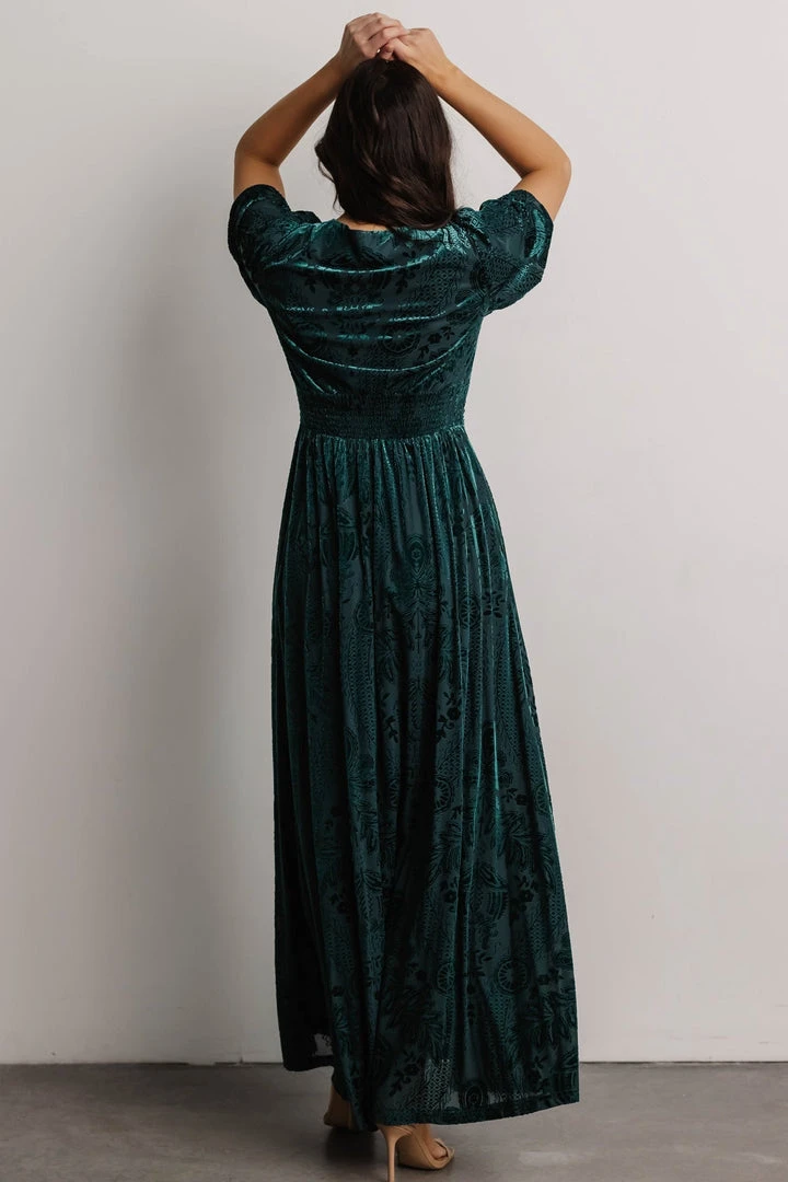 BB Custom Dresses Leslie Embossed Velvet Maxi | Emerald 8 BB Custom Dresses Leslie Embossed Velvet Maxi | Emerald