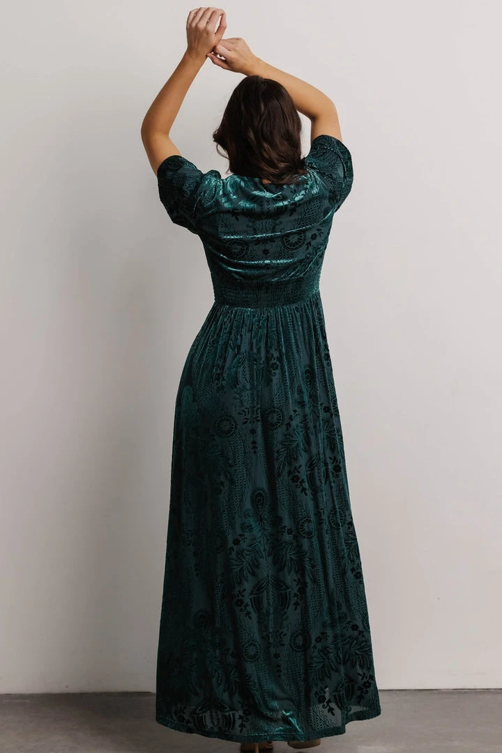 BB Custom Dresses Leslie Embossed Velvet Maxi | Emerald 9 BB Custom Dresses Leslie Embossed Velvet Maxi | Emerald