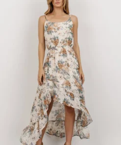 HAY Lexa High Low Maxi Dress | Ivory Floral