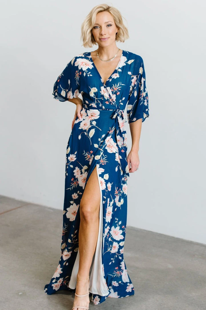 Soi Lilly Wrap Maxi Dress | Blue Floral 2 Soi Lilly Wrap Maxi Dress | Blue Floral