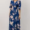 Soi Lilly Wrap Maxi Dress | Blue Floral