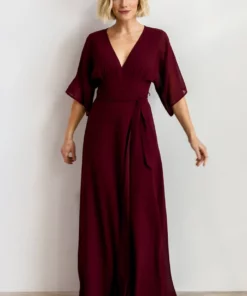 Soi Lilly Wrap Maxi Dress | Burgundy Dresses