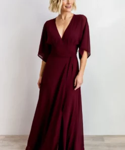 Soi Lilly Wrap Maxi Dress | Burgundy Dresses