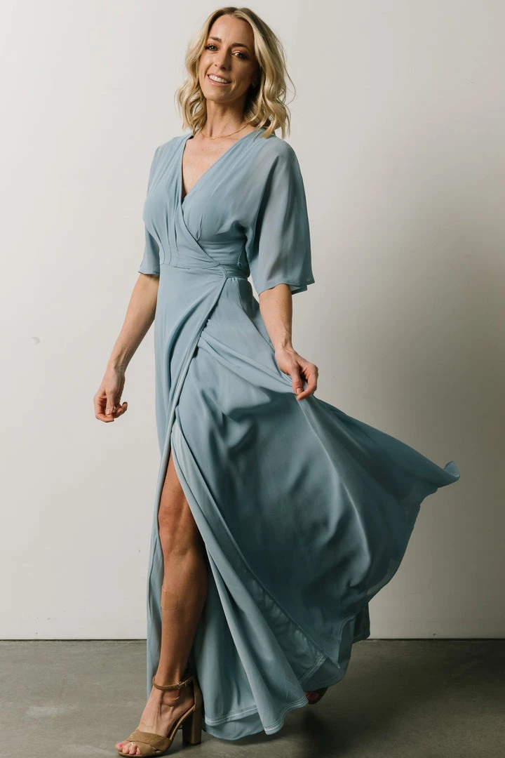 Soi Lilly Wrap Maxi Dress | Dusty Blue 2 Soi Lilly Wrap Maxi Dress | Dusty Blue