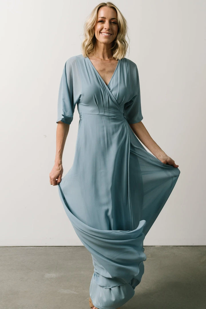 Soi Lilly Wrap Maxi Dress | Dusty Blue 4 Soi Lilly Wrap Maxi Dress | Dusty Blue