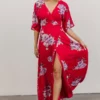 Soi Lilly Wrap Maxi Dress | Fuchsia Floral Dresses