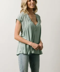 IL Lindley Embroidery Top | Dusty Sage