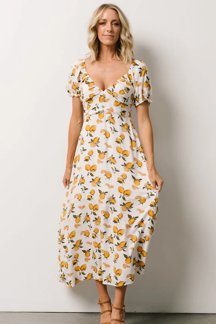 POL Linnea Midi Dress | Lemon Print Dresses 1 POL Linnea Midi Dress | Lemon Print Dresses