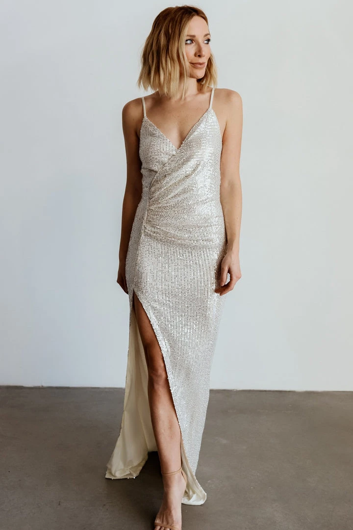 RR Linz Sequin Maxi Dress | Cream Dresses 9 RR Linz Sequin Maxi Dress | Cream Dresses