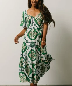 FT Dresses Lisandro Puff Sleeve Midi Dress | Ivory + Green Multi Print 15 FT Dresses Lisandro Puff Sleeve Midi Dress | Ivory + Green Multi Print