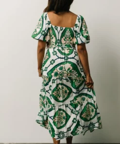 FT Dresses Lisandro Puff Sleeve Midi Dress | Ivory + Green Multi Print 11 FT Dresses Lisandro Puff Sleeve Midi Dress | Ivory + Green Multi Print
