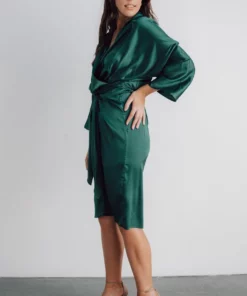 DD Luanna Satin Midi Dress | Hunter Green Dresses