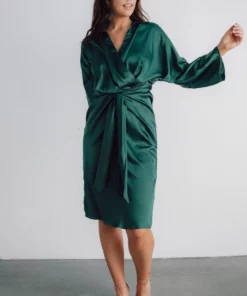 DD Luanna Satin Midi Dress | Hunter Green Dresses