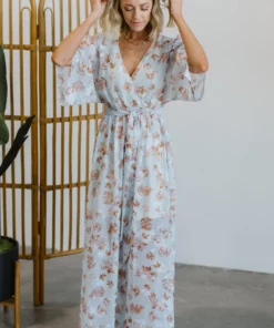 BB Custom Luca Jacquard Kimono Maxi Dress | Blue Camel