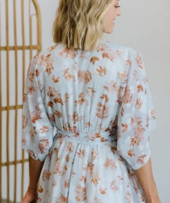 BB Custom Luca Jacquard Kimono Maxi Dress | Blue Camel