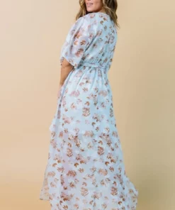 BB Custom Luca Jacquard Kimono Maxi Dress | Blue Camel