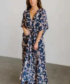 BB Custom Luca Jacquard Kimono Maxi Dress | Blue + Pink Floral Dresses 14 BB Custom Luca Jacquard Kimono Maxi Dress | Blue + Pink Floral Dresses