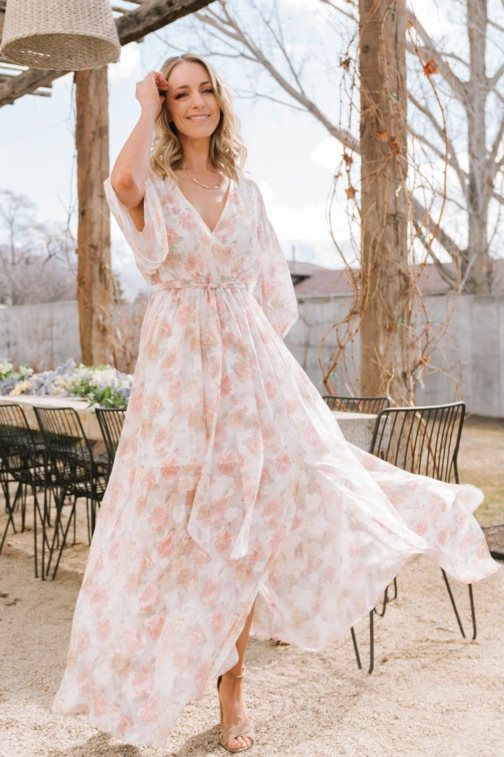 BB Custom Luca Jacquard Kimono Maxi Dress | Pastel Floral Dresses 2 BB Custom Luca Jacquard Kimono Maxi Dress | Pastel Floral Dresses