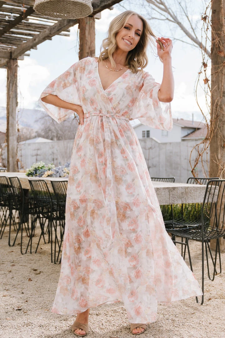 BB Custom Luca Jacquard Kimono Maxi Dress | Pastel Floral Dresses 8 BB Custom Luca Jacquard Kimono Maxi Dress | Pastel Floral Dresses