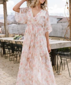 BB Custom Luca Jacquard Kimono Maxi Dress | Pastel Floral Dresses
