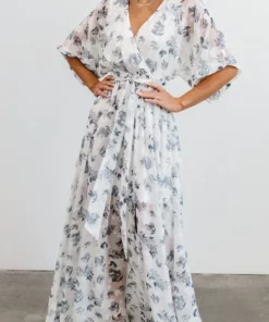 BB Custom Luca Jacquard Kimono Maxi Dress | Slate Blue Dresses