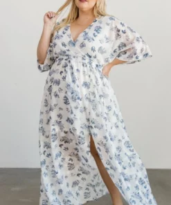 BB Custom Luca Jacquard Kimono Maxi Dress | Slate Blue Dresses