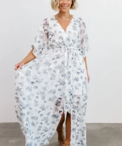 BB Custom Luca Jacquard Kimono Maxi Dress | Slate Blue Dresses