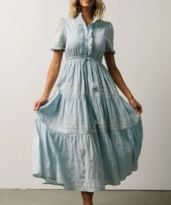 IL Lucy Button Front Midi Dress | Powder Blue Dresses