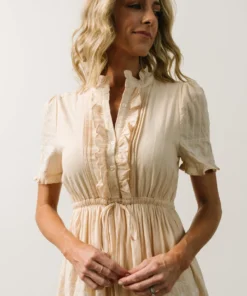 IL Lucy Button Front Midi Dress | Vintage Cream Midi Dresses