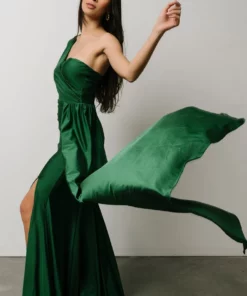 RR Dresses Lux One Shoulder Gown | Green