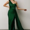 RR Dresses Lux One Shoulder Gown | Green