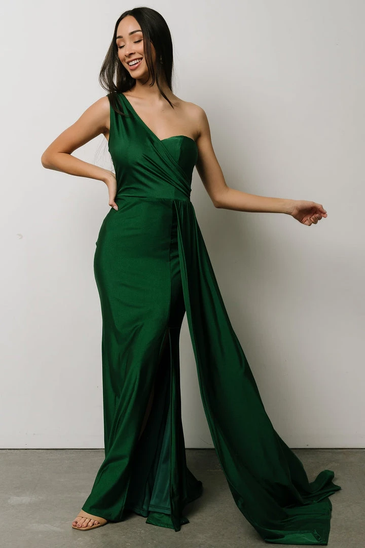 RR Dresses Lux One Shoulder Gown | Green 1 RR Dresses Lux One Shoulder Gown | Green