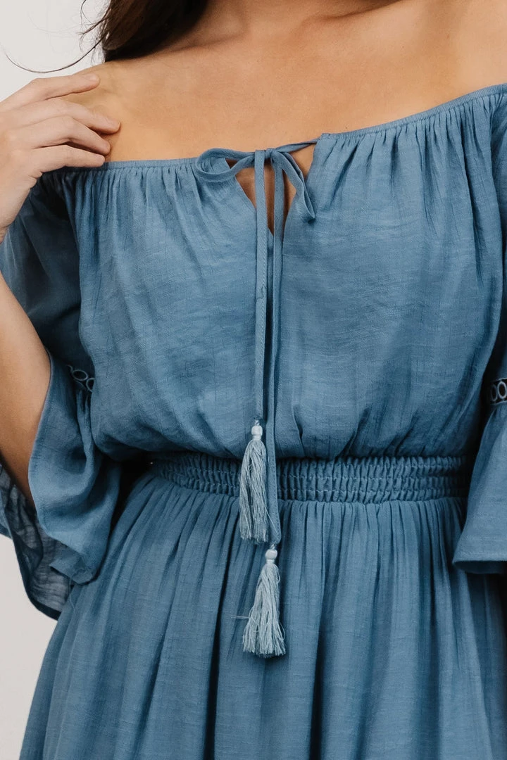 Magnolia Off Shoulder Mini Dress | French Blue 3 Magnolia Off Shoulder Mini Dress | French Blue