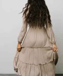 HAY Dresses Marcus Tiered Dotted Midi Dress | Beige