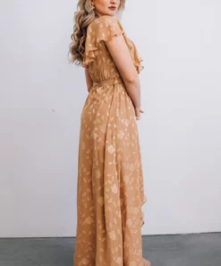 BB Custom Dresses Marion Jacquard Ruffle Maxi Dress | Natural