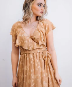 BB Custom Dresses Marion Jacquard Ruffle Maxi Dress | Natural