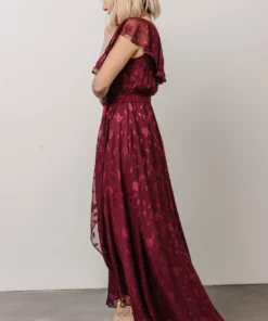 BB Custom Marion Jacquard Ruffle Maxi Dress | Merlot 14 BB Custom Marion Jacquard Ruffle Maxi Dress | Merlot